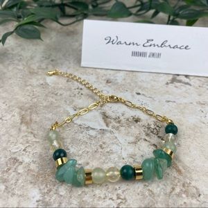Success and Abundance Adjustable Bracelet Citrine Malachite Jade GreenAventurine